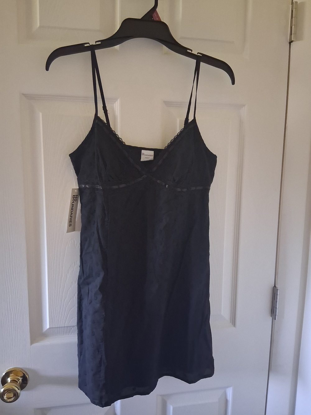 No Boundaries Black Triangle A-Line Mini with Lace Accents